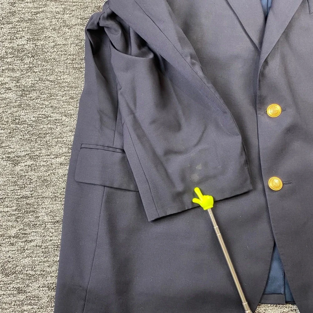 Jos A Bank Mens 46 Short Navy Wool Blazer Gold Buttons Two Button Sport Coat